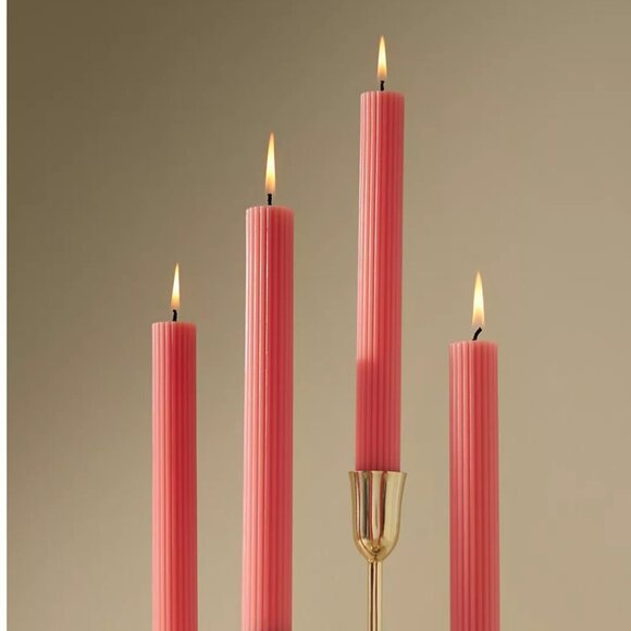 Anthropologie Fluted Coral Taper Candles Set of 4 NEW WITH TAG - Picture 2 of 3